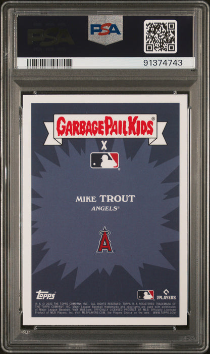 Graded 2023 Topps Garbage Pail Kids Mike Trout #2B Trout Fishing Baseball Card PSA 10 Gem Mint