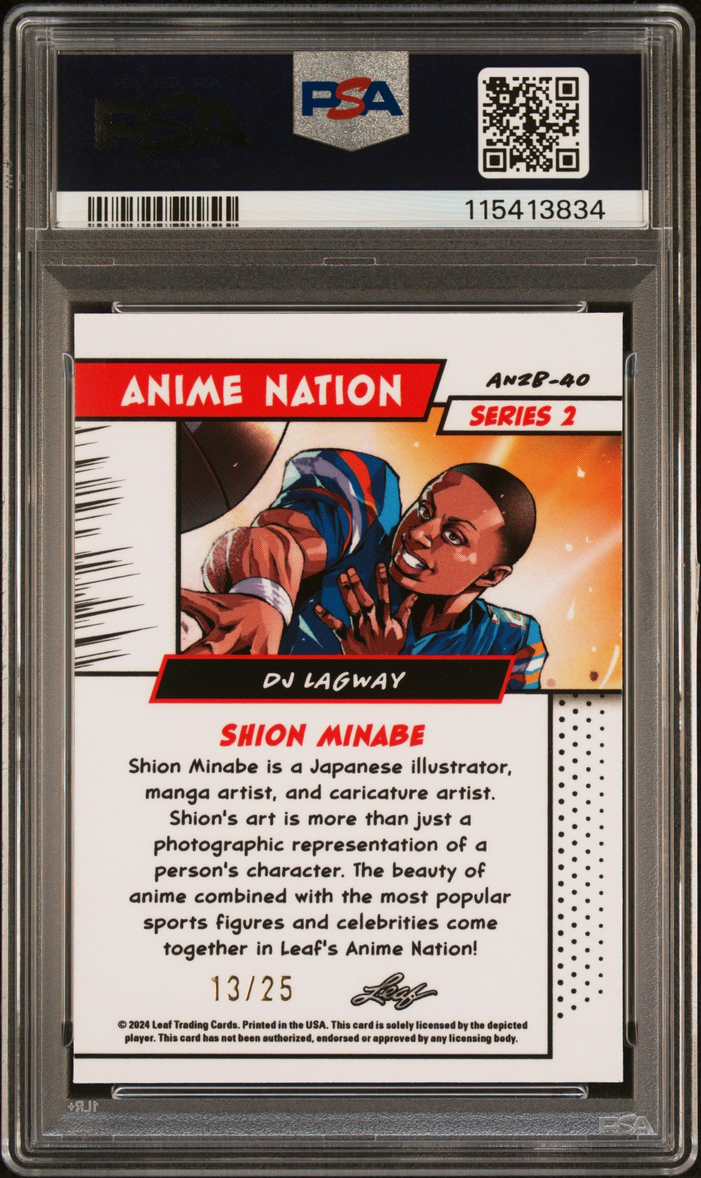 Graded 2025 Leaf Web Exclusives DJ Lagway #40 Anime Nation Series 2 Red /25 Football Card PSA 8 Near Mint