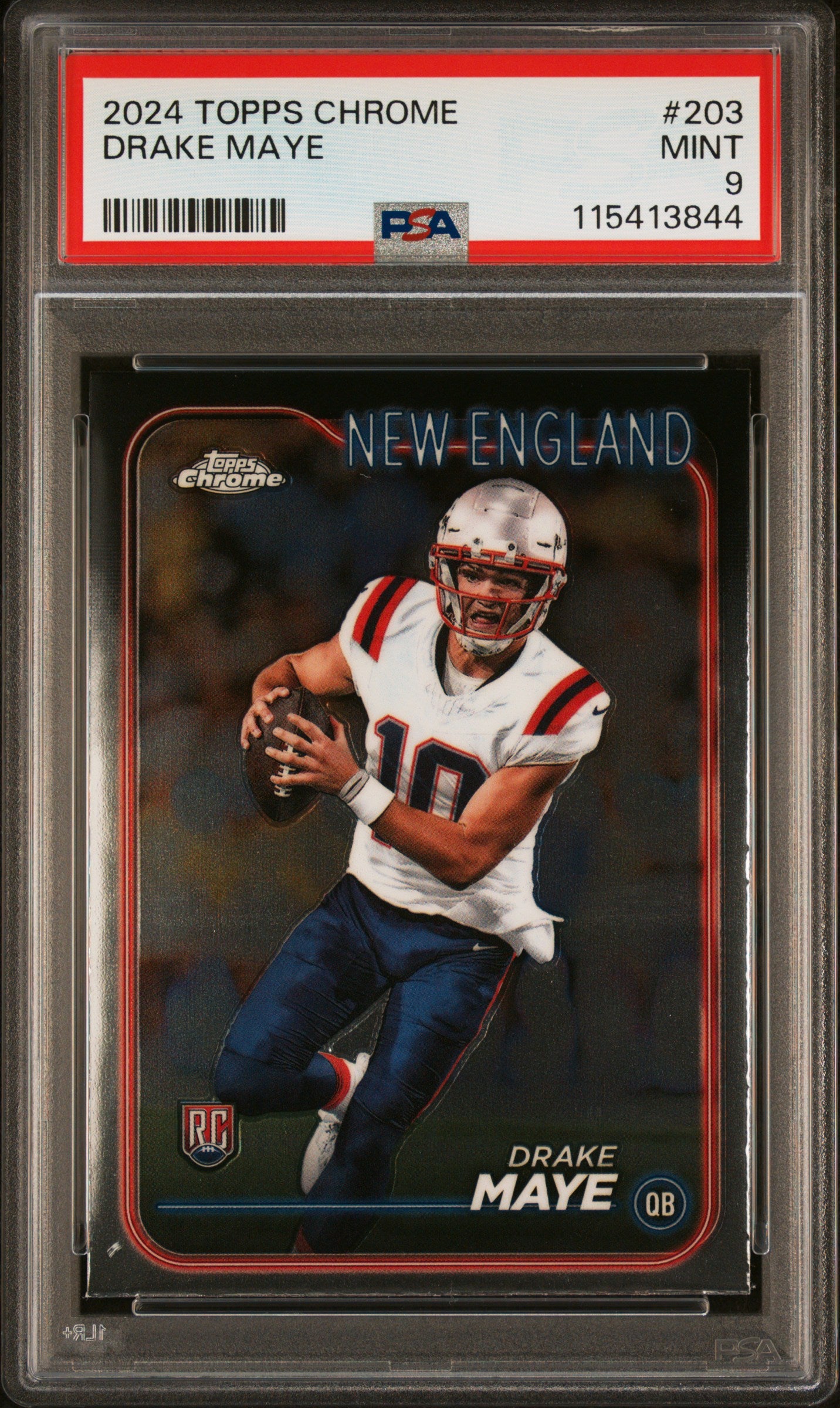 Graded 2024 Topps Chrome Drake Maye #203 Rookie RC Football Card PSA 9 Mint