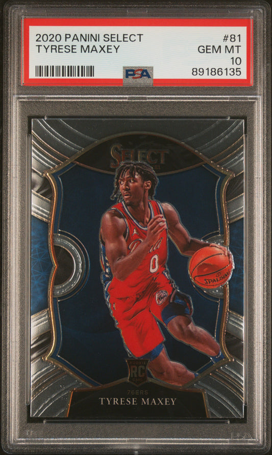 Graded 2020 Panini Select Tyrese Maxey #81 Rookie RC Basketball Card PSA 10 Gem Mint