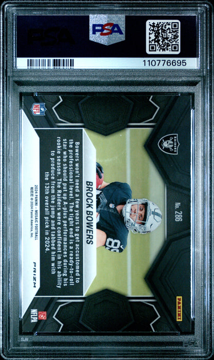 Graded 2024 Panini Mosaic Brock Bowers #286 Green Rookie RC Football Card PSA 10 Gem Mint