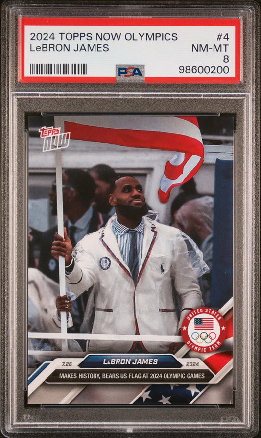 Graded 2024 Topps Now Olympics LeBron James #4 Basketball Card PSA 8 Near Mint
