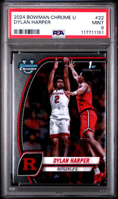 Graded 2024 Topps Bowman U Chrome Dylan Harper #22 Rookie RC Basketball Card PSA 9 Mint