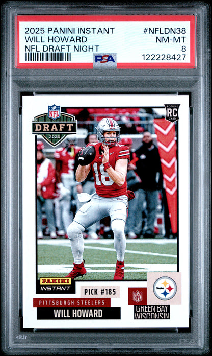 Graded 2025 Panini Instant Will Howard #NFLDN38 NFL Draft Night Rookie RC Football Card PSA 8 Near Mint