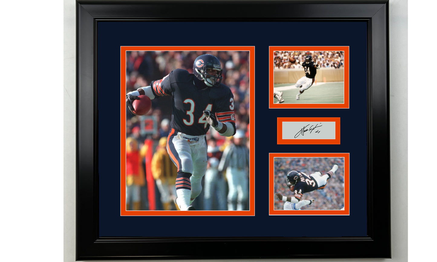 Framed Walter Payton Chicago Bears Facsimile Laser Engraved Signature Football 14x11 3 Photo Collage