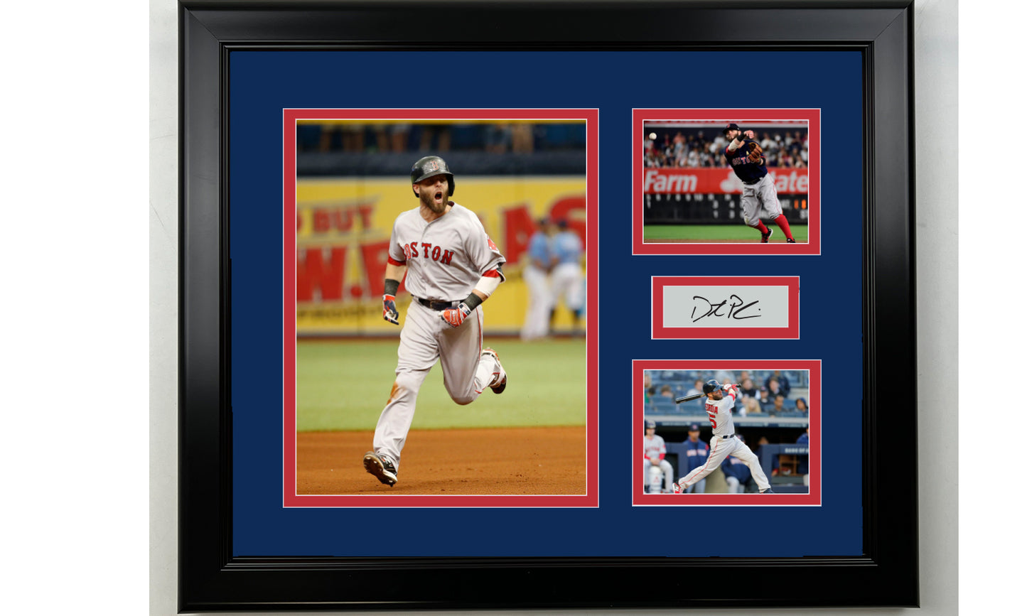 Framed Dustin Pedroia Boston Red Sox Facsimile Laser Engraved Signature Baseball 14x11 3 Photo Collage
