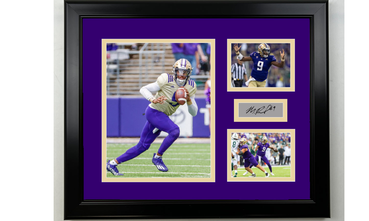 Framed Michael Penix Jr. Washington Huskies Facsimile Laser Engraved Signature NCAA Football 14x11 3 Photo Collage