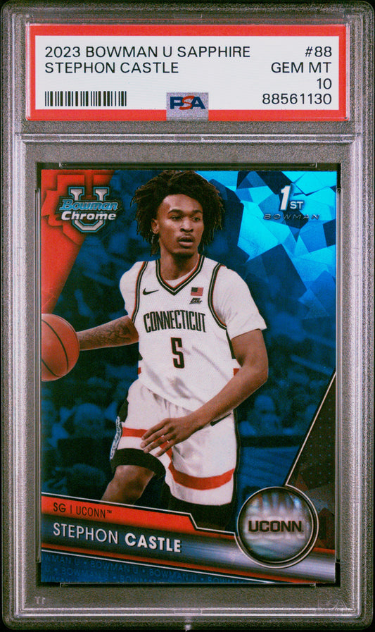 Graded 2023 Topps Bowman U Sapphire Stephon Castle #88 Rookie RC Basketball Card PSA 10 Gem Mint