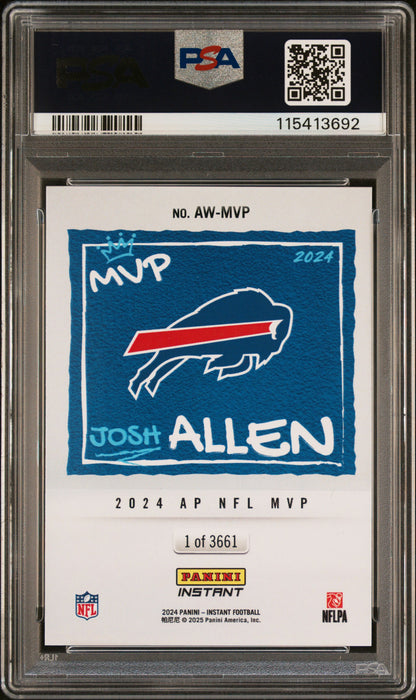 Graded 2024 Panini Instant NFL Josh Allen #MVP Award Winners PSA 8 Near Mint