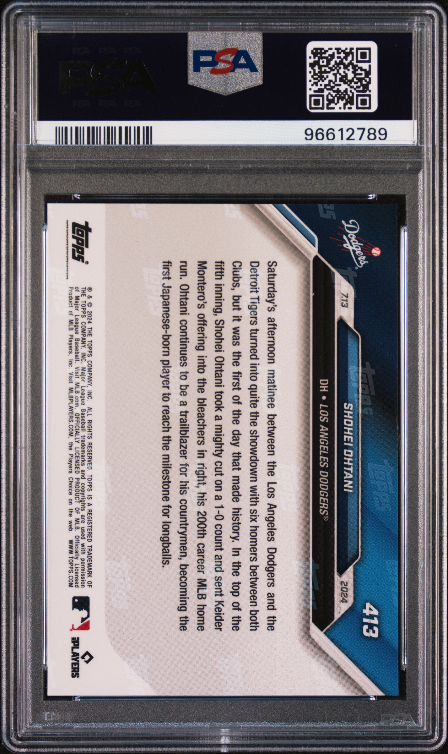 Graded 2024 Topps Now Shohei Ohtani #413 Baseball Card PSA 10 Gem Mint