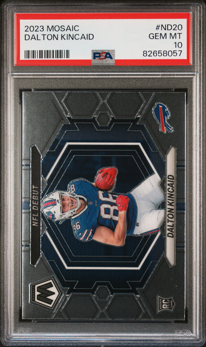 Graded 2023 Panini Mosaic Dalton Kincaid #ND20 Rookie RC Football Card PSA 10 Gem Mint