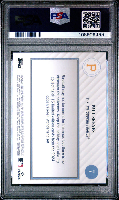 Graded 2024 Topps Wonderland Paul Skenes #7 Rookie RC Baseball Card PSA 8 Near Mint