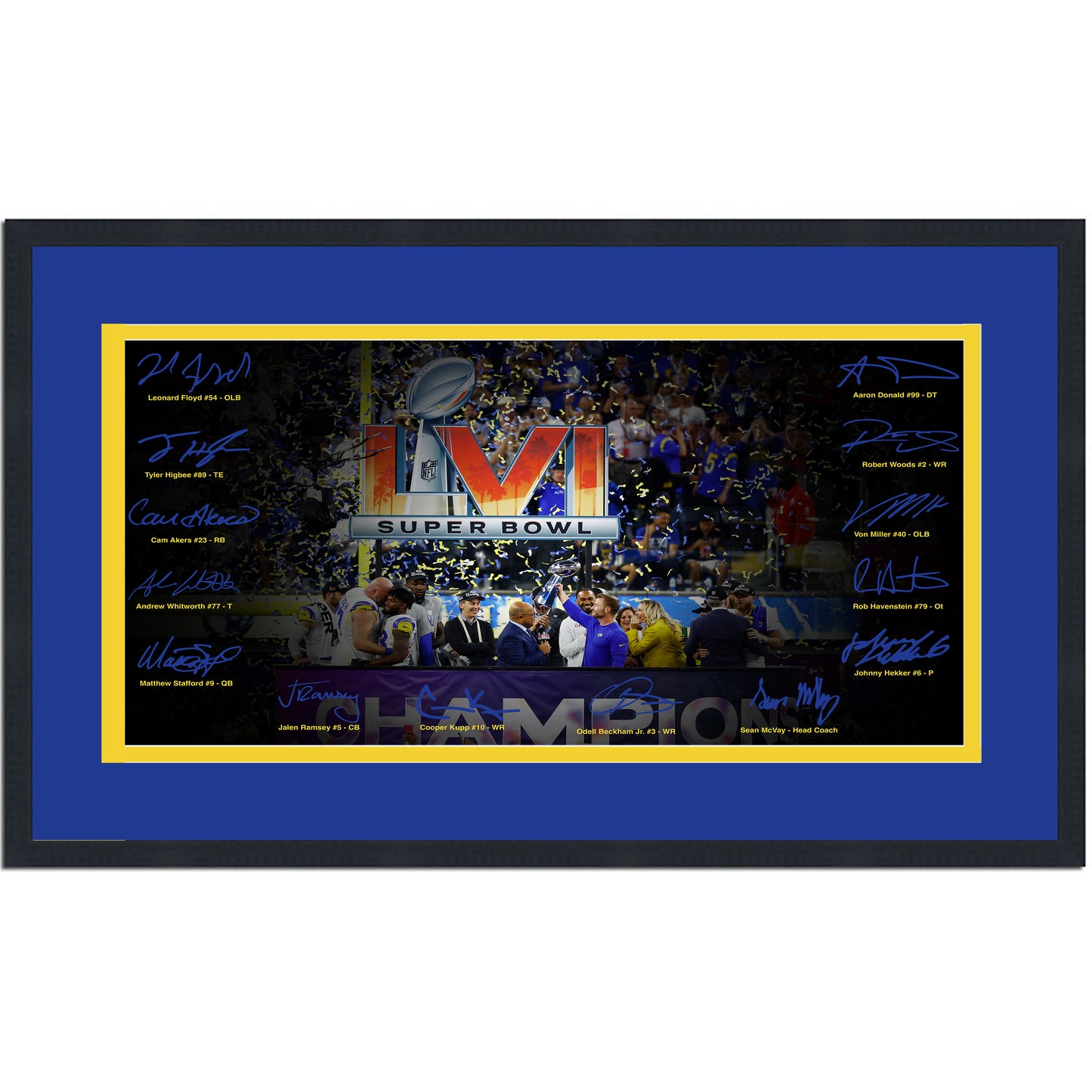 Framed Los Angeles Rams Super Bowl LVI Champions Facsimile Signature Team Auto 16x24 Football Photo