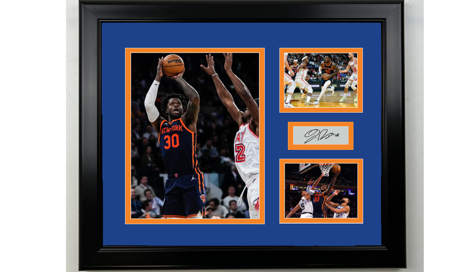 Framed Julius Randle New York Knicks Facsimile Laser Engraved Signature Basketball 14x11 3 Photo Collage