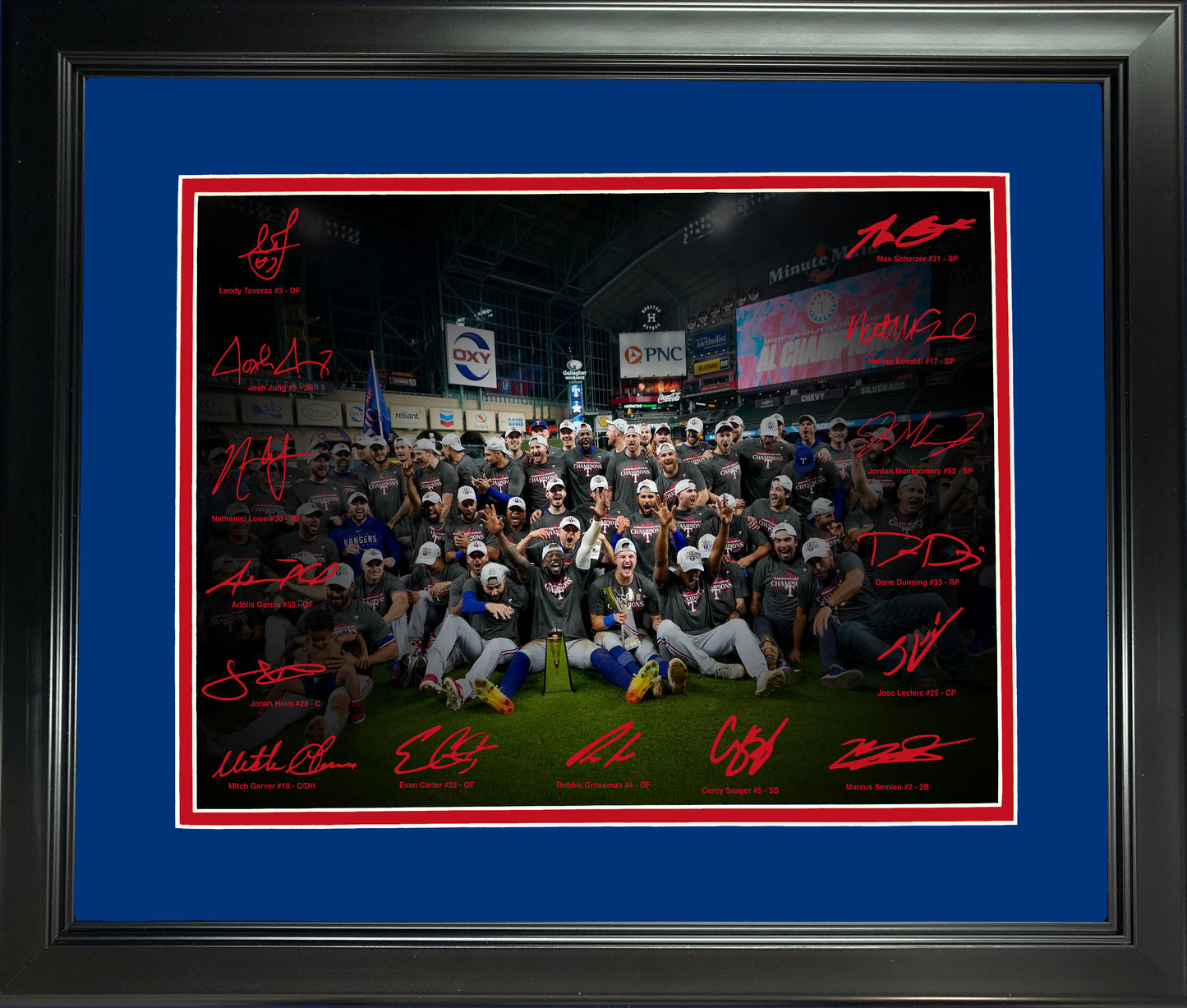 Framed Texas Rangers 2023 ALCS Champions Facsimile Signature Team Auto 11''x14'' Baseball Photo