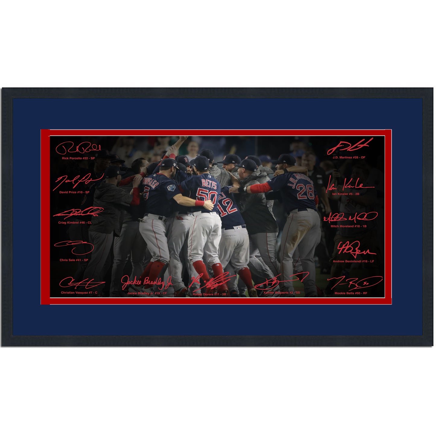 Framed Boston Red Sox 2018 World Series Champions Facsimile Signature Team Auto 16x24 Baseball Photo