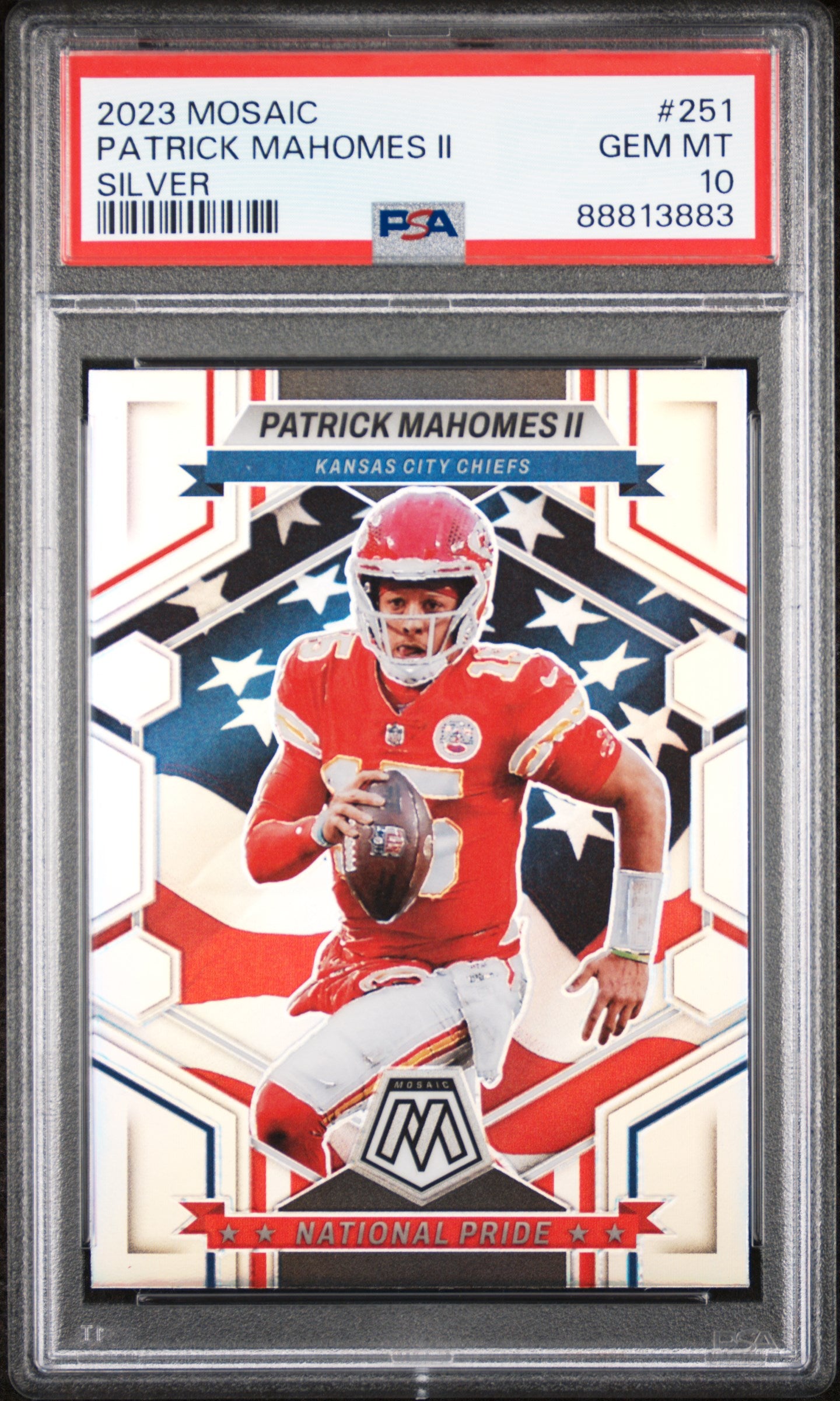 Graded 2023 Panini Mosaic Patrick Mahomes II #251 Silver Football Card PSA 10 Gem Mint