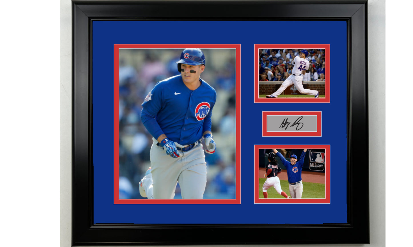 Framed Anthony Rizzo Chicago Cubs Facsimile Laser Engraved Signature Baseball 14x11 3 Photo Collage