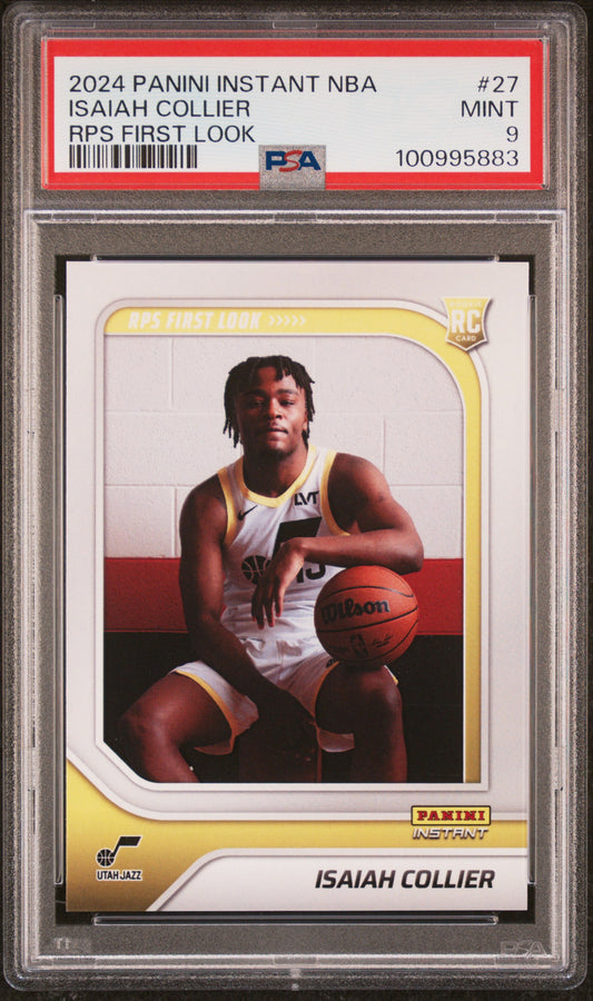 Graded 2024 Panini Instant NBA Isaiah Collier #27 RPS First Look Rookie RC Basketball Card PSA 9 Mint