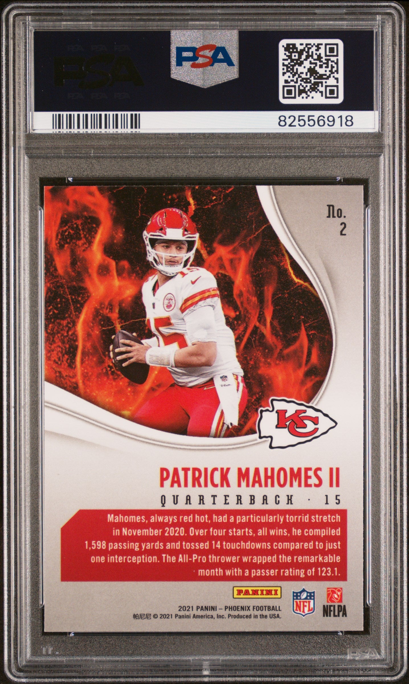Graded 2021 Panini Phoenix Patrick Mahomes II #2 Heat Wave Football Card PSA 10 Gem Mint