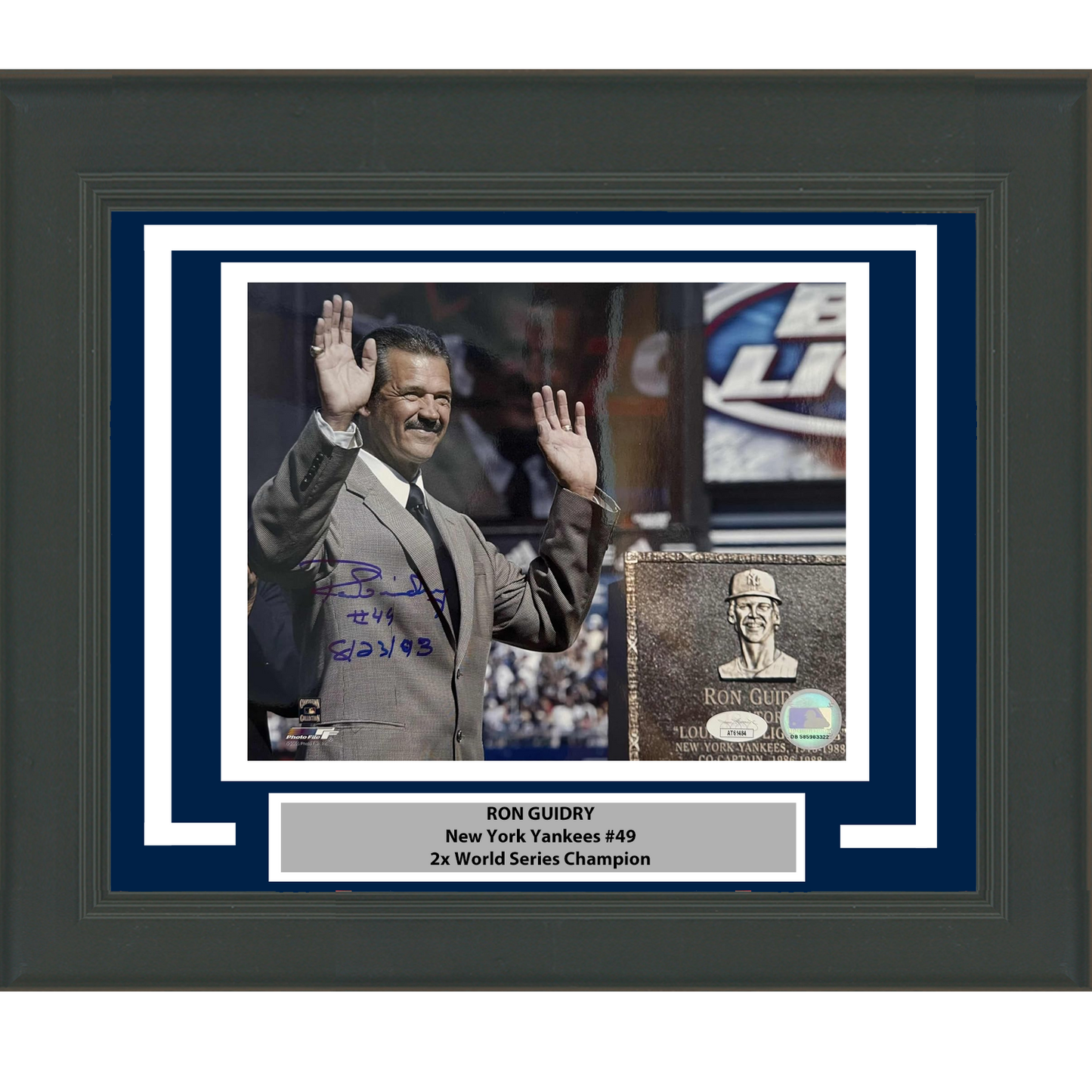 Framed Autographed/Signed Ron Guidry New York Yankees 8x10 Baseball Photo JSA COA