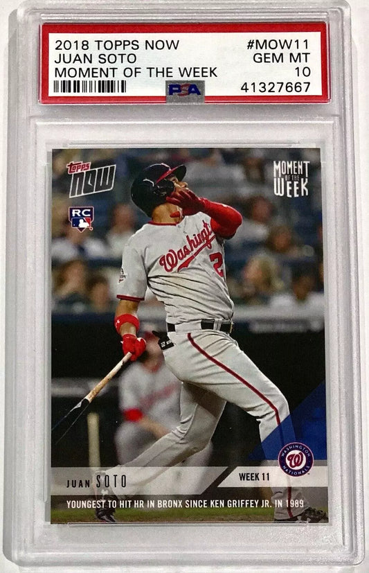 Graded 2018 Topps Now Juan Soto #MOW11 Moment of the Week Rookie RC Baseball Card PSA 10 Gem Mint