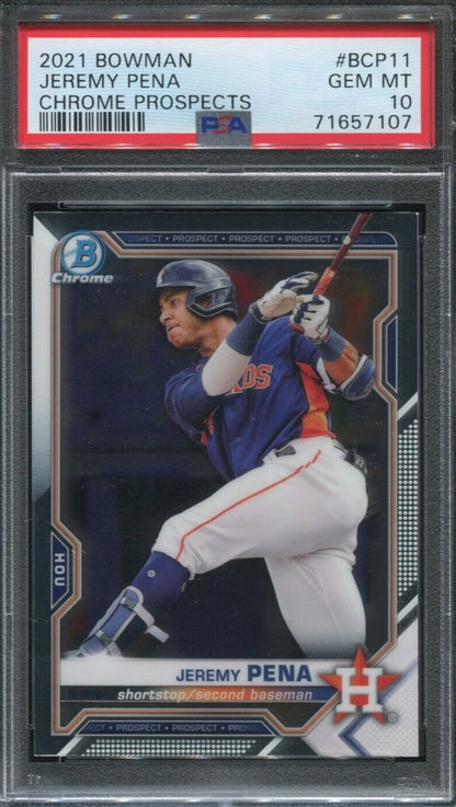 Graded 2021 Topps Bowman Jeremy Pena #BCP11 Chrome Prospects Rookie RC Baseball Card PSA 10 Gem Mint