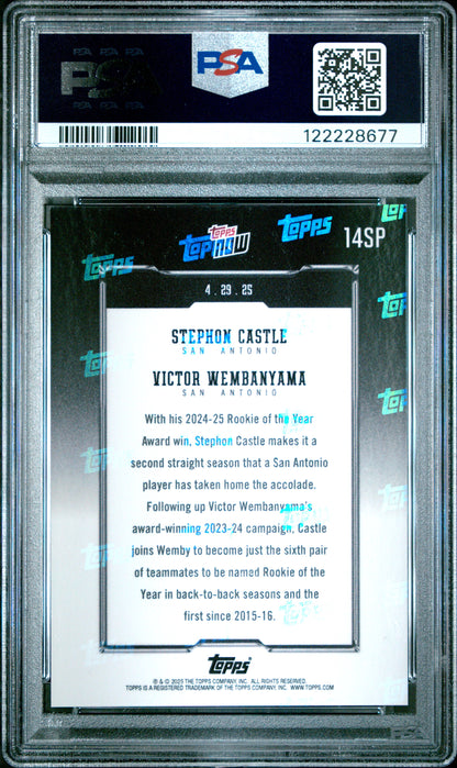 Graded 2024 Topps Now Stephon Castle/Victor Wembanyama #14SP Basketball Card PSA 8 Near Mint