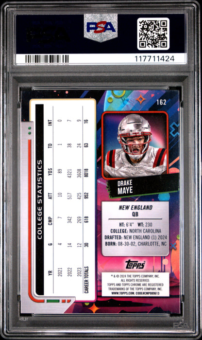 Graded 2024 Topps Cosmic Chrome Drake Maye #162 Rookie RC Football Card PSA 9 Mint