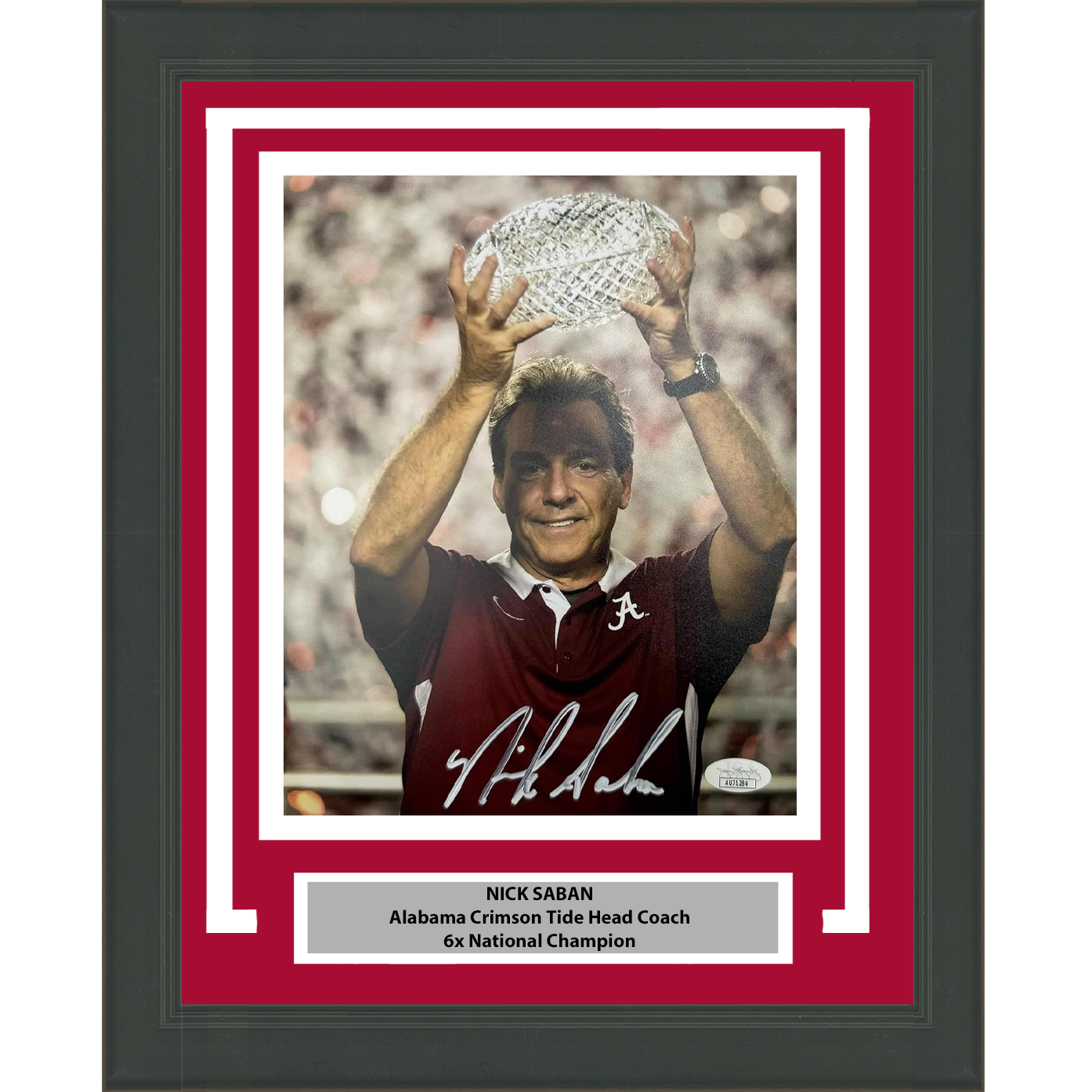 Framed Autographed/Signed Nick Saban Alabama Crimson Tide 8x10 College Football Photo JSA COA #2