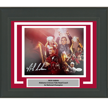 Framed Autographed/Signed Nick Saban Alabama Crimson Tide 8x10 College Football Photo JSA COA #3
