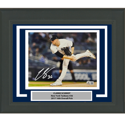 Framed Autographed/Signed Clarke Schmidt New York Yankees 8x10 Baseball Photo Beckett BAS COA