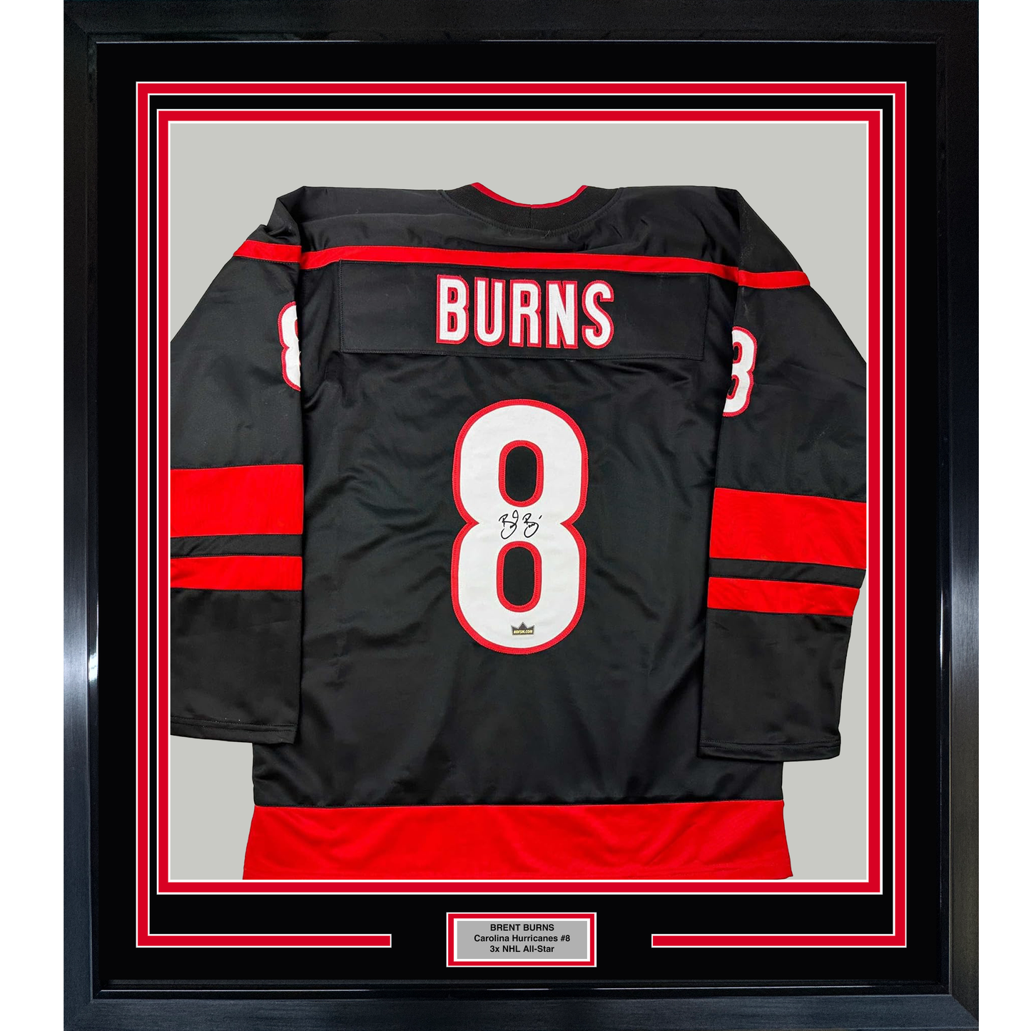 Framed Facsimile Autographed Brent Burns 35x39 Carolina Black Reprint Laser Auto Hockey Jersey