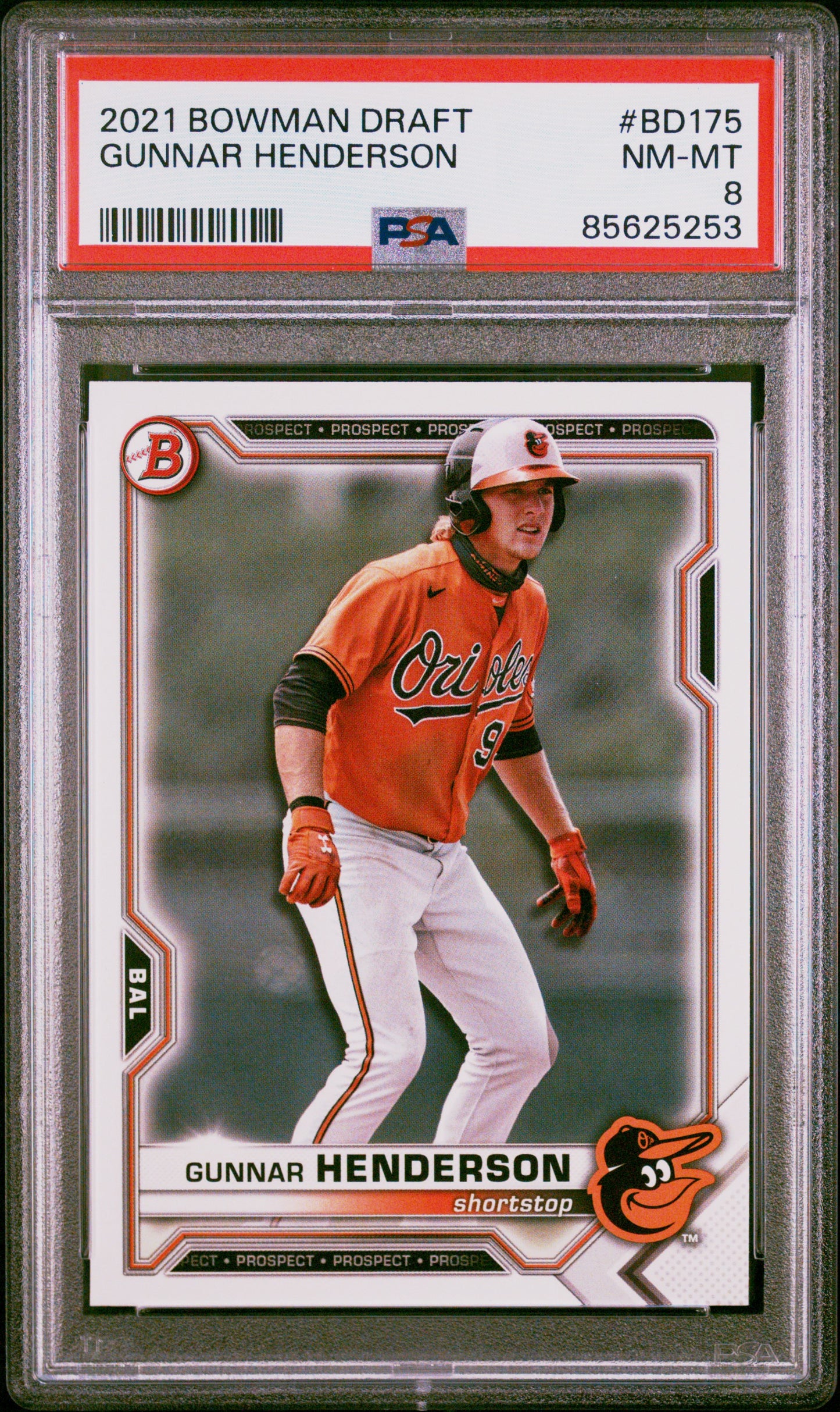 Graded 2021 Topps Bowman Draft Gunnar Henderson #BD175 Rookie RC Baseball Card PSA 8 Near Mint