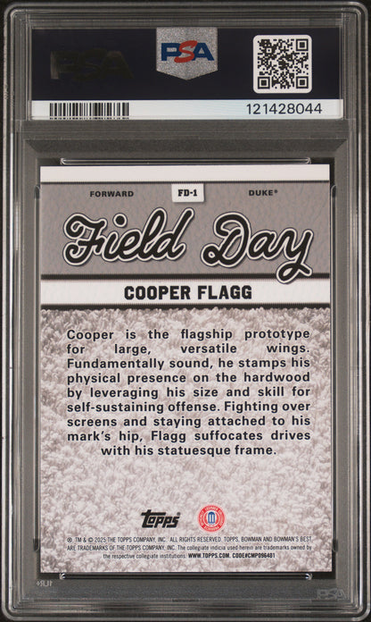 Graded 2024 Topps Bowman U Best Cooper Flagg #FD1 Field Day Rookie RC Basketball Card PSA 9 Mint