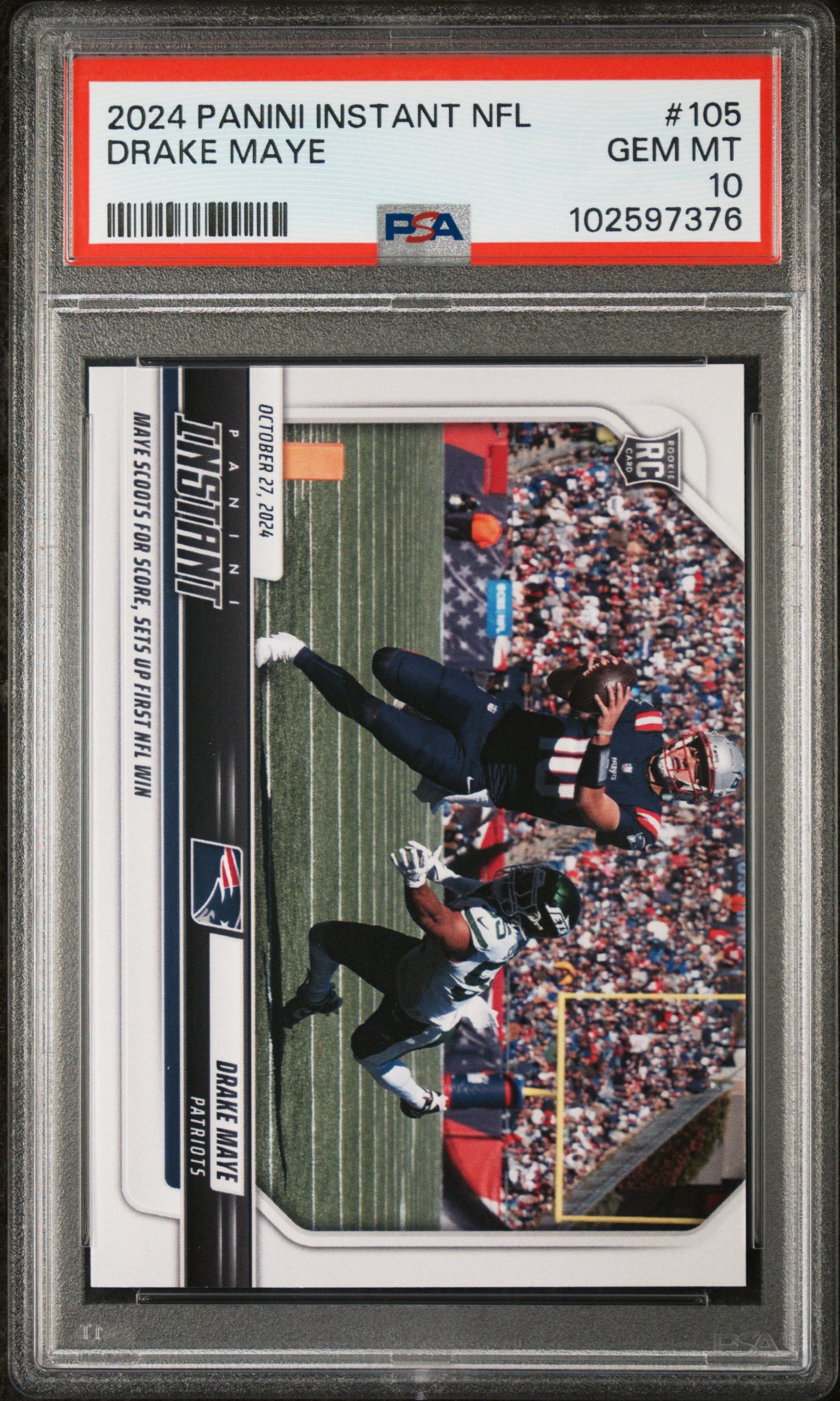 Graded 2024 Panini Instant NFL Drake Maye #105 Rookie RC Football Card PSA 10 Gem Mint