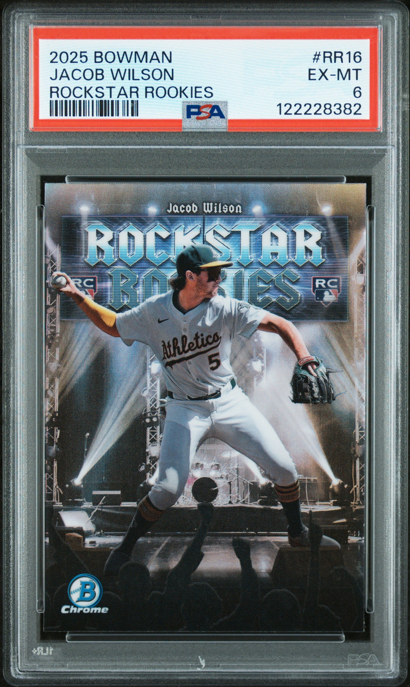 Graded 2025 Topps Bowman Jacob Wilson #RR16 Rockstar Rookies Rookie RC Baseball Card PSA 6 EX Mint