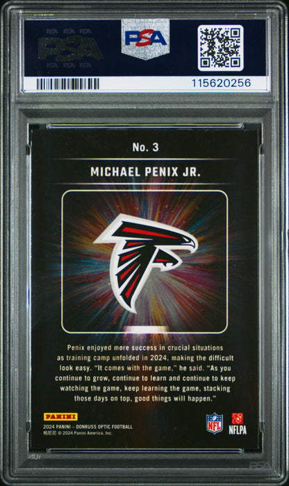 Graded 2024 Panini Donruss Optic Michael Penix Jr #3 Light It Up Rookie RC Football Card PSA 10 Gem Mint