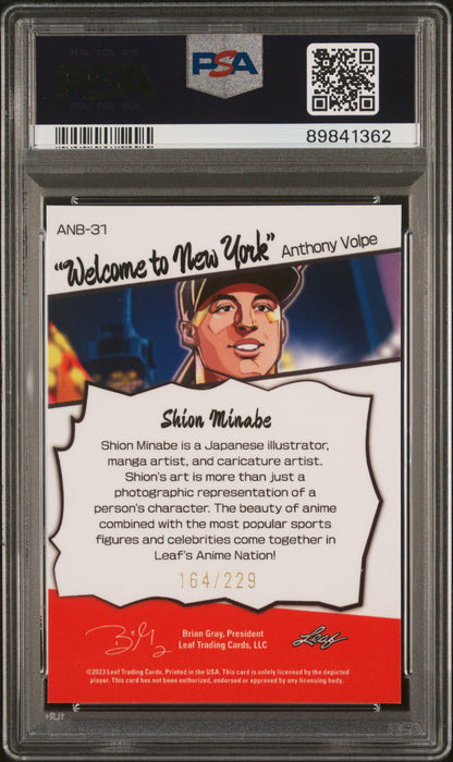 Graded 2023 Leaf Web Exclusives Anthony Volpe #31 Anime Nation /229 Rookie RC Baseball Card PSA 10 Gem Mint