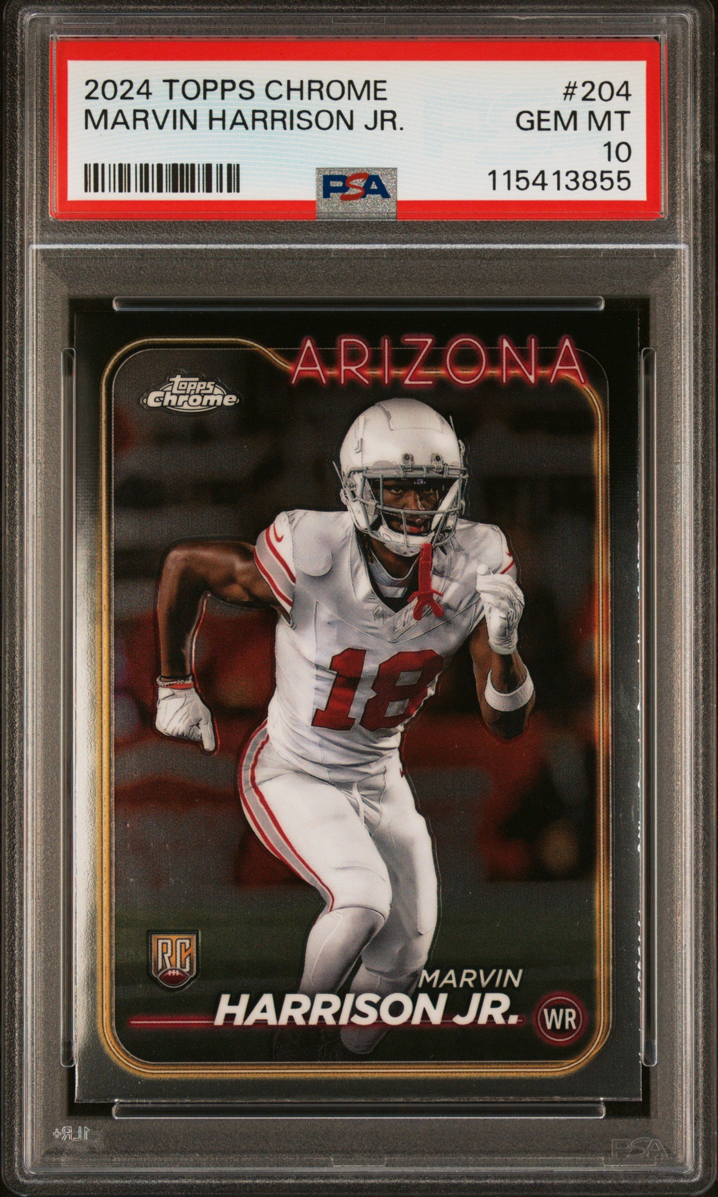 Graded 2024 Topps Chrome Marvin Harrison Jr #204 Rookie RC Football Card PSA 10 Gem Mint