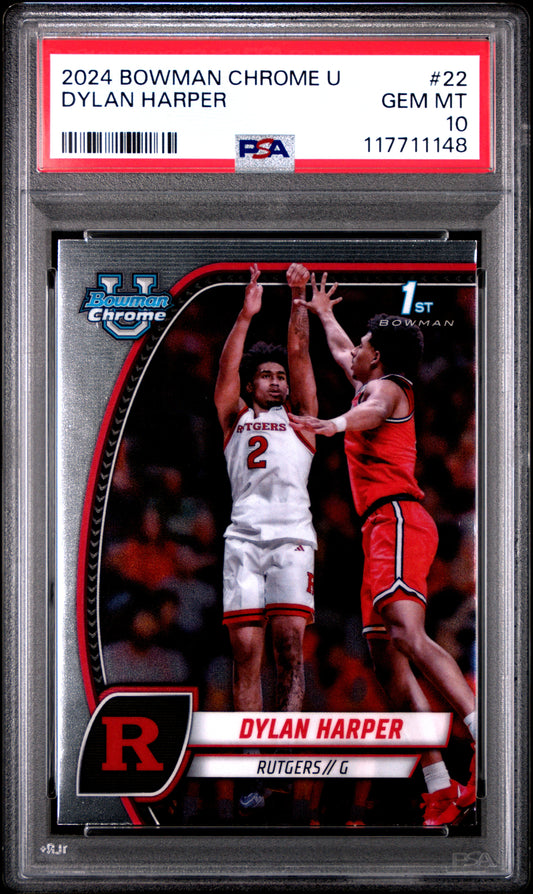 Graded 2024 Topps Bowman U Chrome Dylan Harper #22 Rookie RC Basketball Card PSA 10 Gem Mint