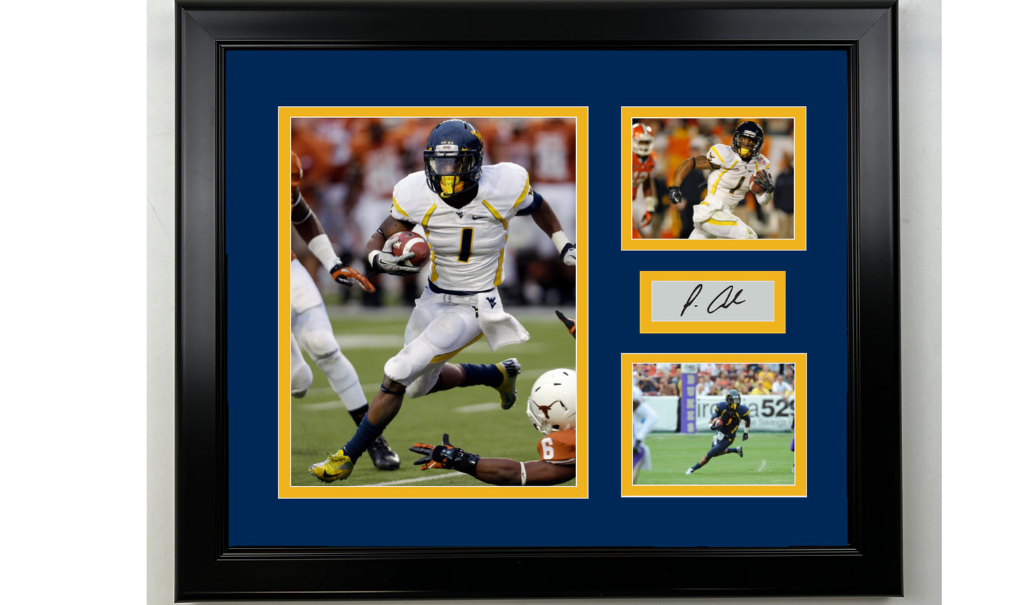 Framed Tavon Austin West Virginia Mountaineers Facsimile Laser Engraved Signature Football 14x11 3 Photo Collage