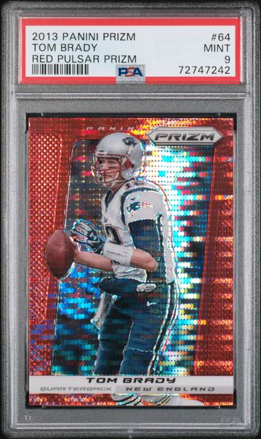 Graded 2013 Panini Prizm Red Pulsar Prizm Tom Brady #64 Football Card PSA 9 Mint