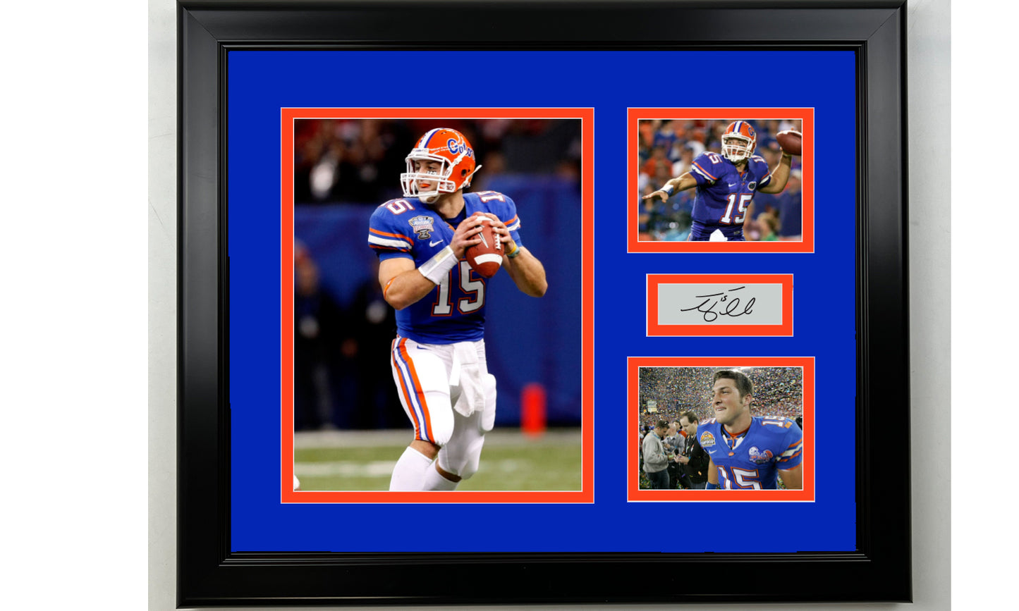 Framed Tim Tebow Florida Gators Facsimile Laser Engraved Signature Football 14x11 3 Photo Collage