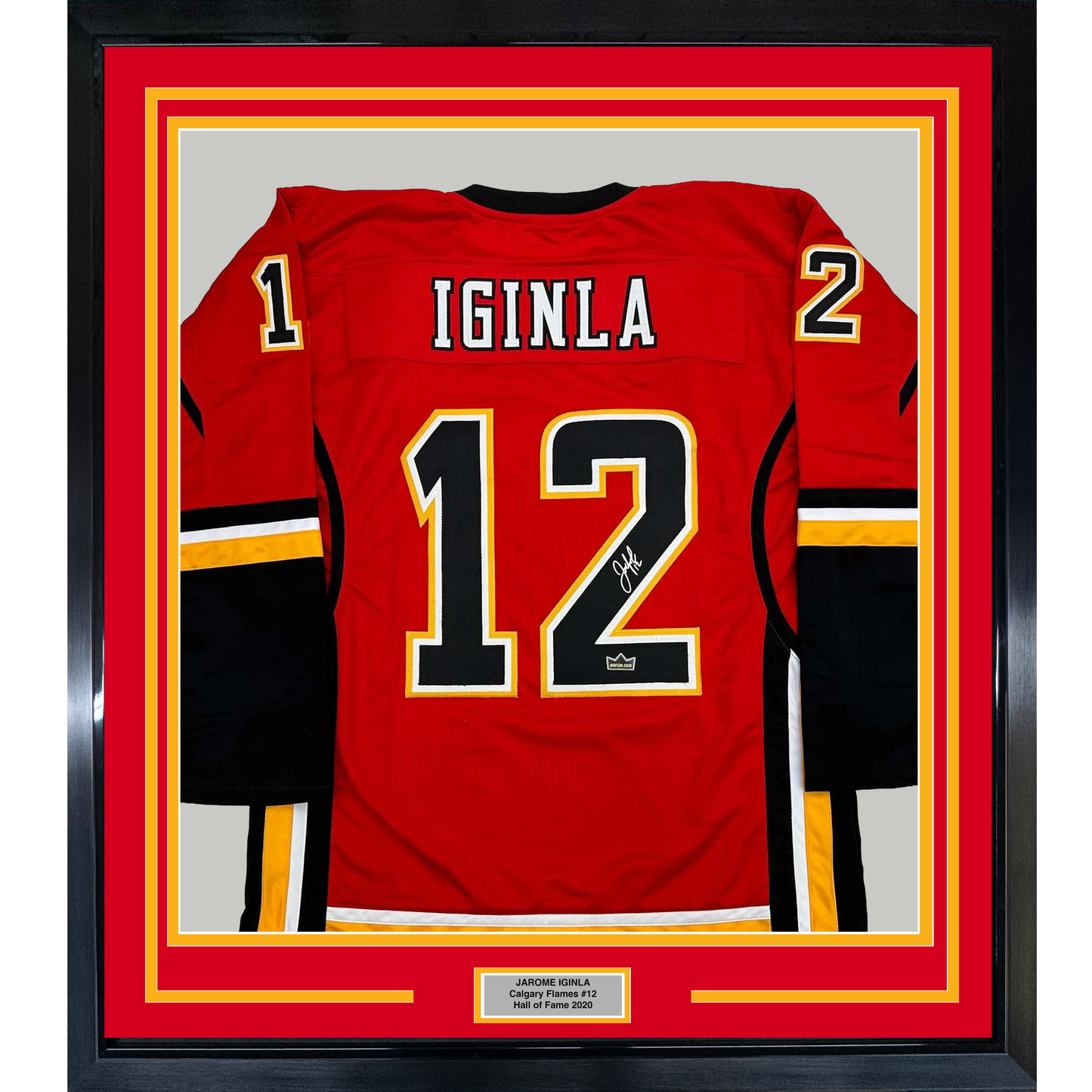 Framed Facsimile Autographed Jarome Iginla 35x39 Calgary Red Reprint Laser Auto Hockey Jersey