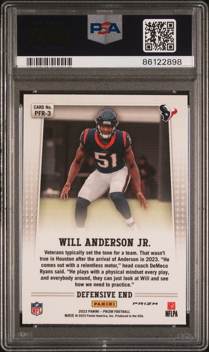 Graded 2023 Panini Prizm Will Anderson #PFR3 Flashback Rookie RC Football Card PSA 10 Gem Mint