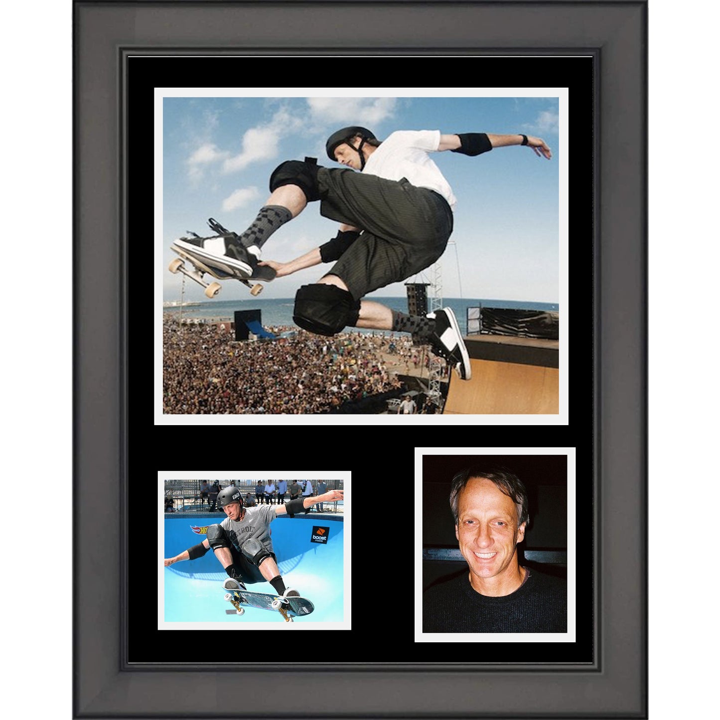 Framed  Tony Hawk 11"x14" Skateboarding Three Photo Collage