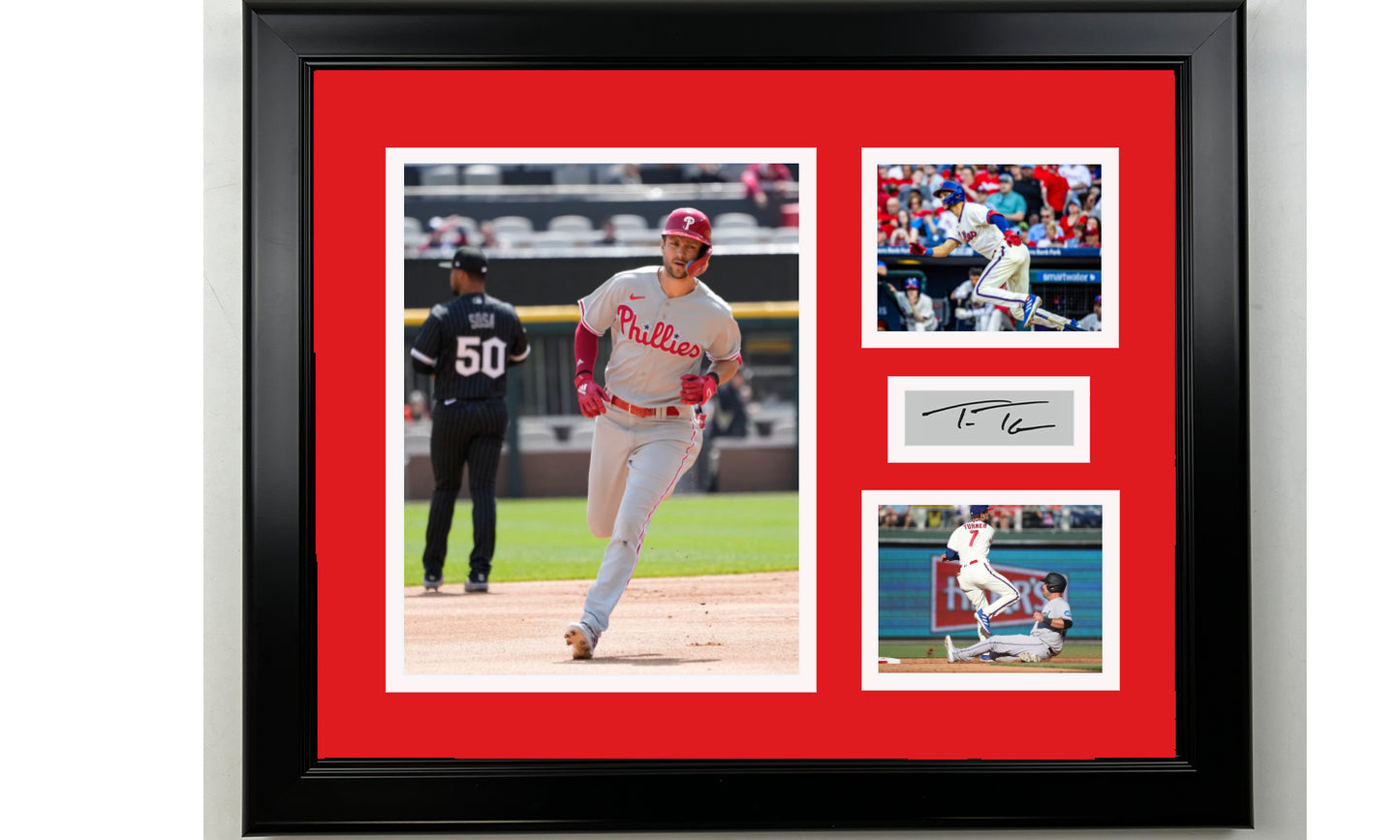 Framed Trea Turner Philadelphia Phillies Facsimile Laser Engraved Signature Baseball 14x11 3 Photo Collage