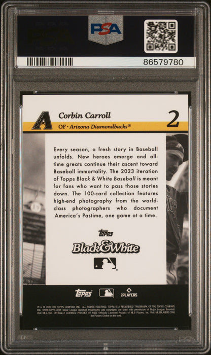 Graded 2023 Topps Black & White Corbin Carroll #2 Rookie RC Baseball Card PSA 10 Gem Mint
