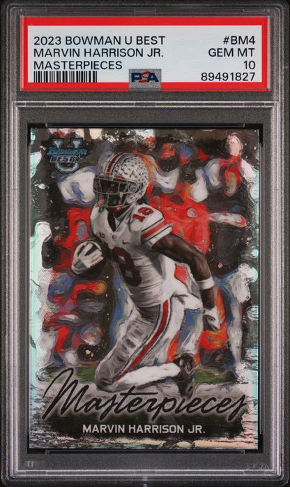 Graded 2023 Topps Bowman U Best Marvin Harrison Jr #BM4 Masterpieces Rookie RC Football Card PSA 10 Gem Mint